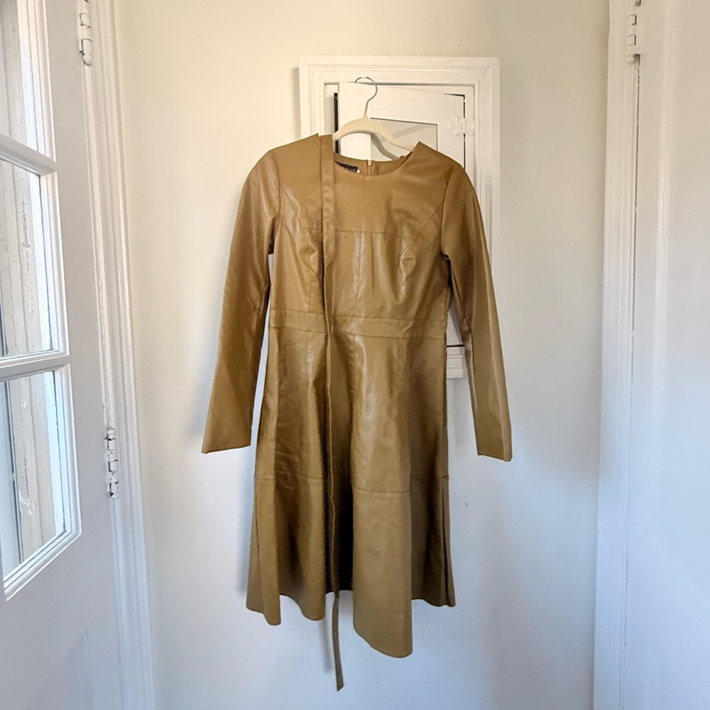 Stylish Tan Faux Leather Dress